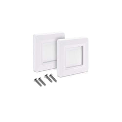 Flush Brush Wall Plate - 2X Single Gang Flush Wall Mounted Brush Faceplate to Cover Outlets, Sockets and Tidy Up Wires and Cables - White