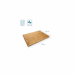 Navaris Wooden Chopping Board - Large Natural Bamboo Kitchen Cutting Board with Crumb and Juice Groove for Food, Meal Prep - Size L, 45 x 34 x 1