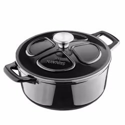 Navaris Enameled Dutch Oven - 3.7 QT Cast Iron Pot with Lid - 9 1/2 ""
