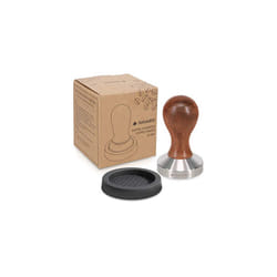 Coffee Tamper - Handheld Stainless Steel Espresso Press with Walnut Handle for Coffee Grounds - 51 mm Coffee Ground Compressor