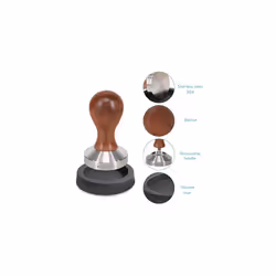 Coffee Tamper - Handheld Stainless Steel Espresso Press with Walnut Handle for Coffee Grounds - 51 mm Coffee Ground Compressor