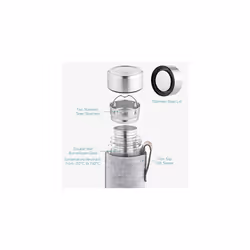 Glass Water Bottle 500ml - Double Walled Borosilicate Glass Tea Bottle with Stainless Steel Removable Infuser, Lid, Protective Felt Sleeve