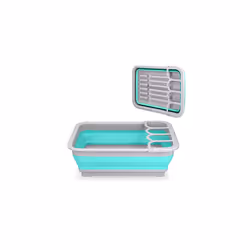 Collapsible Dish Drainer - Foldable Portable Dish Rack for Drying Plates, Dishes, Cutlery - Folding Camping Drainer for Carav ...