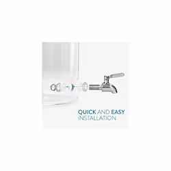 Glass Drinks Dispenser with Tap - 7 Litre Drink Jar with Spigot, Lid and Beechwood Stand for Hot or Cold Beverages, Ice Water for Parties