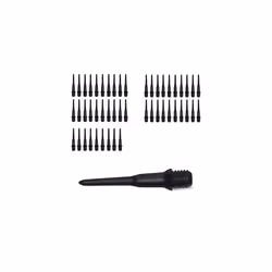 Plastic Dart Tips Set - 50x Soft Plastic Tip Points for Electronic Dart Boards with 2 BA Threads - Black