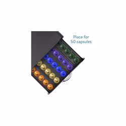 Coffee Pod Holder Drawer 50 Capsule Storage Organiser Tray Container Box Stand Compatible with Standard Sizes of Pods and Capsules Black