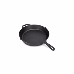 Navaris Cast Iron Skillet Pan - Pre-Seasoned 2 Handle Cast Iron Frying Pan Skillet for Oven, Stove, Barbecue, Campfire Cookin ...