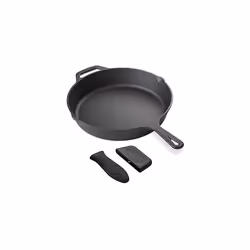 Navaris Cast Iron Skillet - Pre-Seasoned Cast Iron Frying Pan Skillet for Oven, Stove, Campfire Cooking - 30 cm / 12 Inch w/S ...