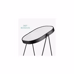 Navaris Free Standing Makeup Mirror - Large Cosmetic Vanity Mirror for Bathroom, Dressing Room, Bedroom Table or Desk with Large Tray Stand - Black