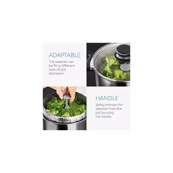 Steamer Basket for Saucepan - Vegetable Steaming Insert for Pot to Steam Vegetables - Collapsible Folding Stainless Steel Steamer Basket