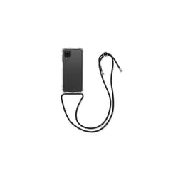 Crossbody Case Compatible with Samsung Galaxy A12 Case - Clear TPU Phone Cover w/Lanyard Cord Strap - Black/Transparent