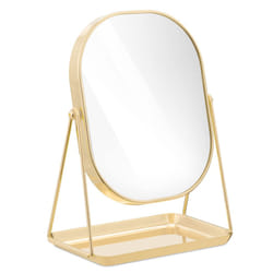 Free Standing Makeup Mirror - Large Cosmetic Vanity Mirror for Bathroom, Dressing Room, Bedroom Table, Desk with Large Tray Stand - Rose Gold
