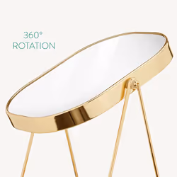 Free Standing Makeup Mirror - Large Cosmetic Vanity Mirror for Bathroom, Dressing Room, Bedroom Table, Desk with Large Tray Stand - Rose Gold
