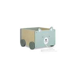 Kids Toy Box - Polar Bear Wooden Chest for Childrens, Boys, Girls Toys with Wheels - Unisex Children Toy and Games Bedroom Storage Trunk 18M+