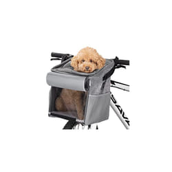 Pet Carrier for Bike - Bicycle Basket Pet Carrier for Dogs or Cats - Cat Dog Backpack Bag with Shoulder Strap Cycling, Hiking, Travel - Grey