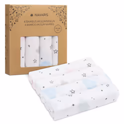 Muslin Cloths for Baby (Pack of 4) - 80 x 80 cm Squares for Burping, Blanket, Cot - Super Soft Viscose and Cotton