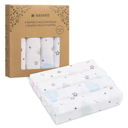 Muslin Cloths for Baby (Pack of 4) - 80 x 80 cm Squares for Burping, Blanket, Cot - Super Soft Viscose and Cotton