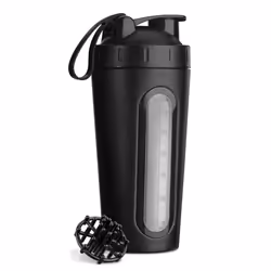 Stainless Steel Protein Shaker - 750ml Metal Nutrition Protein Fuel Drink Bottle with Mixer Blend Ball - 0.75 Litre Protein S ...