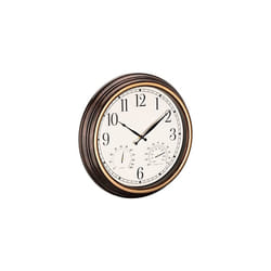 Waterproof Outdoor Clock - 38.1cm Large Outdoor Clock and Thermometer for Garden - Battery Operated Wall Clock with Temperature and Humidity