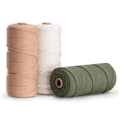 Navaris Macrame cord 3mm x 109 Yards Set of 3 Reels - Rope Made of 100% Natural cotton for Wall Hangings Plant Hangers - Pink  Olive  Off-White