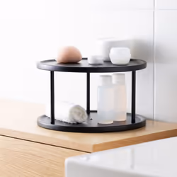 Two Tier Lazy Susan Storage Rack - Rotating Turntable Organiser for Kitchen Shelf Pantry Cupboard Fridge - Metal Rotating Vertical Spice Rack