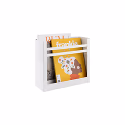 Wall Mounted Magazine Holder - Hanging Organiser Rack for Magazines Files Books Documents Newspapers - White, 30 x 27 x 11 cm
