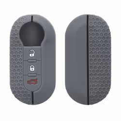 Car Key Cover Compatible with Fiat Lancia 3 Button Car Flip Key Key Cover - Silicone Protective Car Key Fob Case - Grey/Black