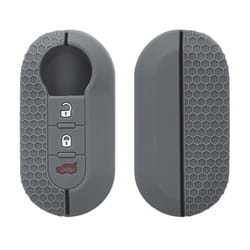 Car Key Cover Compatible with Fiat Lancia 3 Button Car Flip Key Key Cover - Silicone Protective Car Key Fob Case - Grey/Black