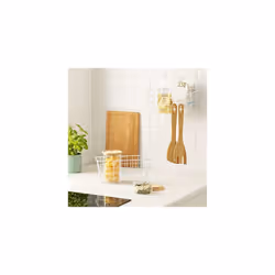 Adhesive Metal Storage Baskets (Set of 4) - Wall Mounted Wire Basket Organiser for Hanging in Kitchen, Bathroom, Caravan - 30 x 14 x 13.5 cm