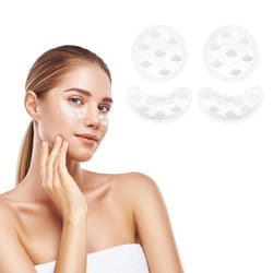 Cooling Eye Gel Pads - Reusable Cold Compress Patches for Soothing Puffy Eyes - Includes 2 Round Pads and 2 Under Eye Pads - Cloud Design