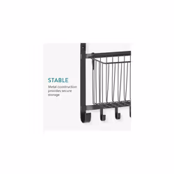 Over the Door Pantry Organiser - Hanging Spice Rack for Pantry Door - 4 Basket Shelves and Hooks - Wire Metal Kitchen Storage Organisation