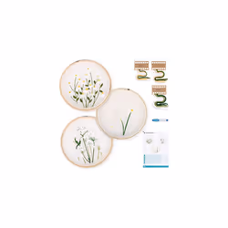 Flower Embroidery Kit Set (3 Kits) - Transparent Flowers Embroidery Kits for Adults and Beginners - Craft Sets with Organza, ...