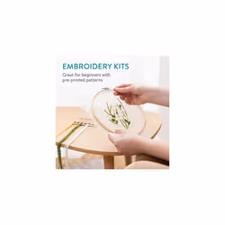 Flower Embroidery Kit Set (3 Kits) - Transparent Flowers Embroidery Kits for Adults and Beginners - Craft Sets with Organza, Hoops, Thread