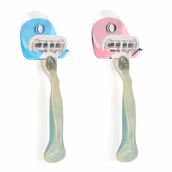 kwmobile 2x Razor Holder with Suction Cup - Self-Adhesive Shaver Wall Mount - Bathroom Organizer for Glass and Tiles - Red/Li ...