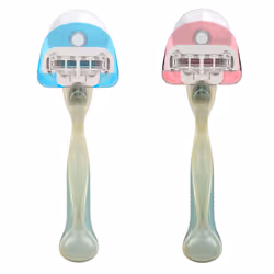 kwmobile 2x Razor Holder with Suction Cup - Self-Adhesive Shaver Wall Mount - Bathroom Organizer for Glass and Tiles - Red/Light Blue/Transparent