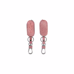 Car Key Cover Compatible with Fiat Lancia 3 Button Car Flip Key - PU Leather Car Key Fob Cover - Glitter Uniform Pink