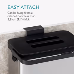 Hanging Kitchen Bin - 3L Cupboard Door or Wall Mounted Bin - Small Stainless Steel Trash Can Caddy with Lid for Food Waste Rubbish Compost