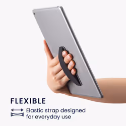 Tablet Hand Strap Holder (Set of 3) - Elastic Adhesive Grip Universal Loop to Stick on Back of Tablets and Cases - Black/Dark Blue/Silver