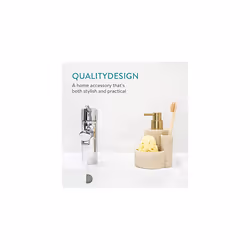 Kitchen Soap Dispenser Caddy - Washing Up Liquid Dispenser with Sponge Tray and Brush Holder - Refillable Pump for Countertop - Beige/Brass