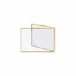 Navaris Folding Double Photo Frame - Fits 10x15cm or 13x18 cm Photos - Double-Sided Brass and Glass Picture Frame for Up To 4 ...