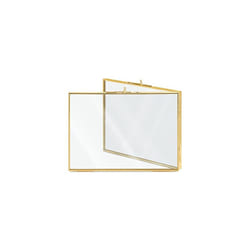 Navaris Folding Double Photo Frame - Fits 10x15cm or 13x18 cm Photos - Double-Sided Brass and Glass Picture Frame for Up To 4 Portrait Pictures