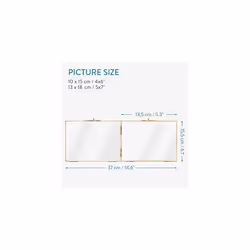 Navaris Folding Double Photo Frame - Fits 10x15cm or 13x18 cm Photos - Double-Sided Brass and Glass Picture Frame for Up To 4 Portrait Pictures