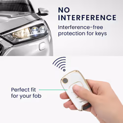 Key Cover Compatible with Hyundai 3 Button Car Flip Key - Car Key Fob Case Protector - White/Gold