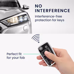 Key Cover Compatible with VW Golf 7 MK7 3 Button Car Key - Car Key Fob Case Protector - Black/Silver