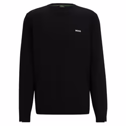 Hugo Boss Mens 2025 Ever-X Perforated Cotton Blend Tipped Crew Golf Sweater - M, Black