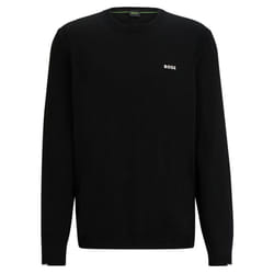 Hugo Boss Mens 2025 Ever-X Perforated Cotton Blend Tipped Crew Golf Sweater - XL, Black