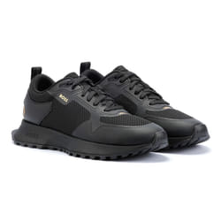) Boss Jonah Running Mesh Men's Black/Gold Trainers - Black, 10 (Adults'