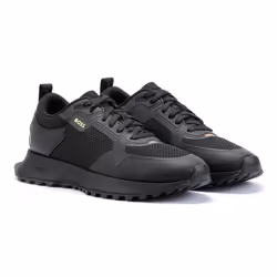 ) Boss Jonah Running Mesh Men's Black/Gold Trainers - Black, 8 (Adults'