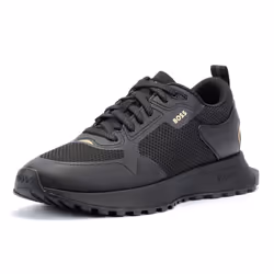 ) Boss Jonah Running Mesh Men's Black/Gold Trainers - Black, 8 (Adults'