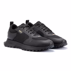 ) Boss Jonah Running Mesh Men's Black/Gold Trainers - Black, 11 (Adults'